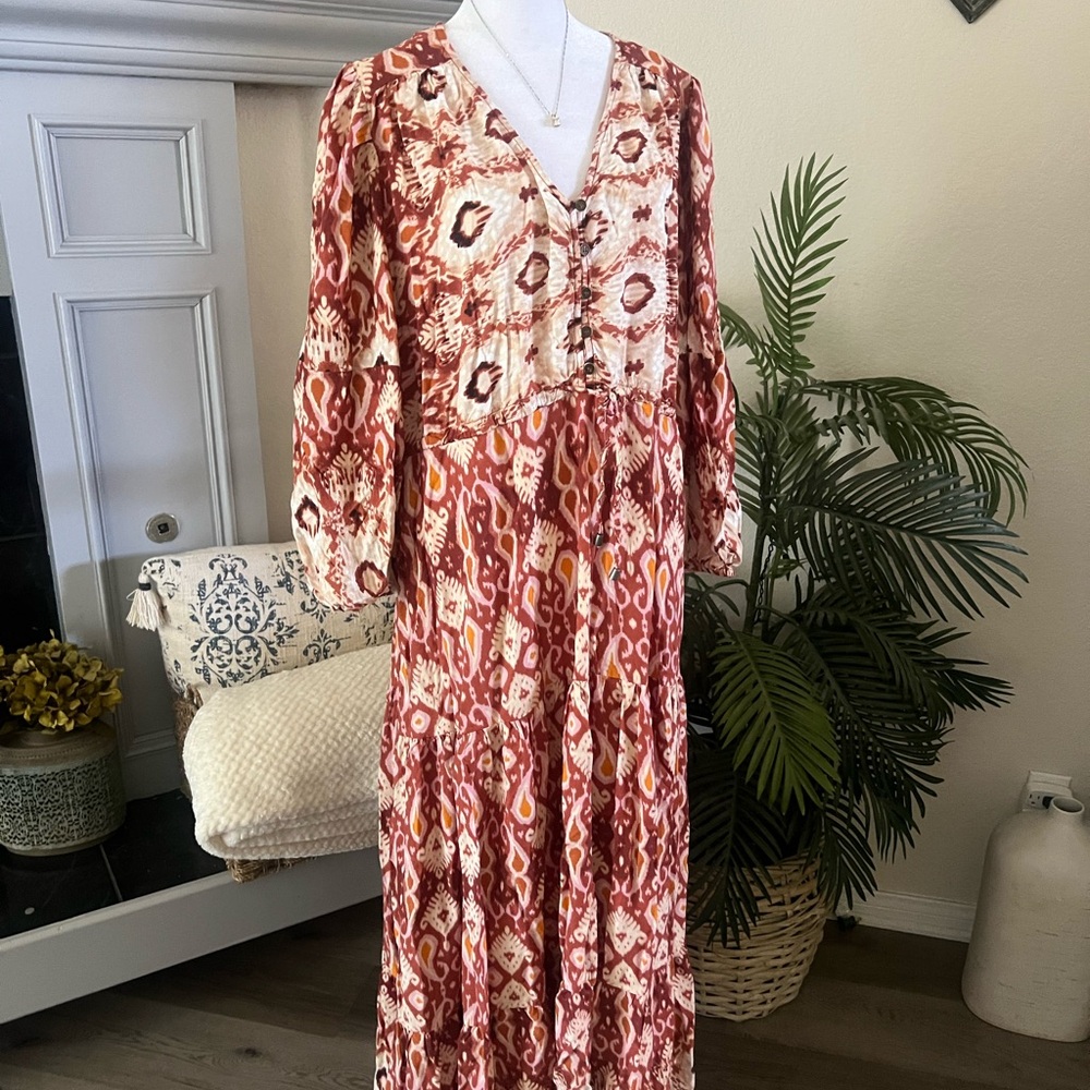Avenue Red Long Sleeve Bohemian Dress Size 26/28